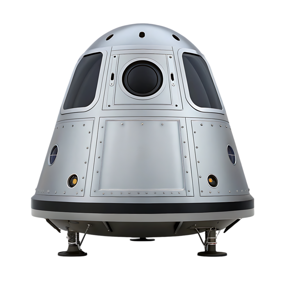 Futuristic spacecraft design, silver, sleek, isolated png