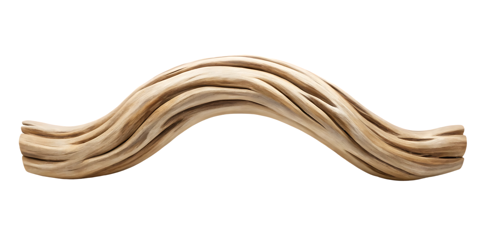 Elegant wooden drawer pull with a wavy design. png
