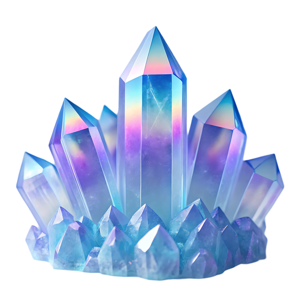Cluster of iridescent blue crystals png