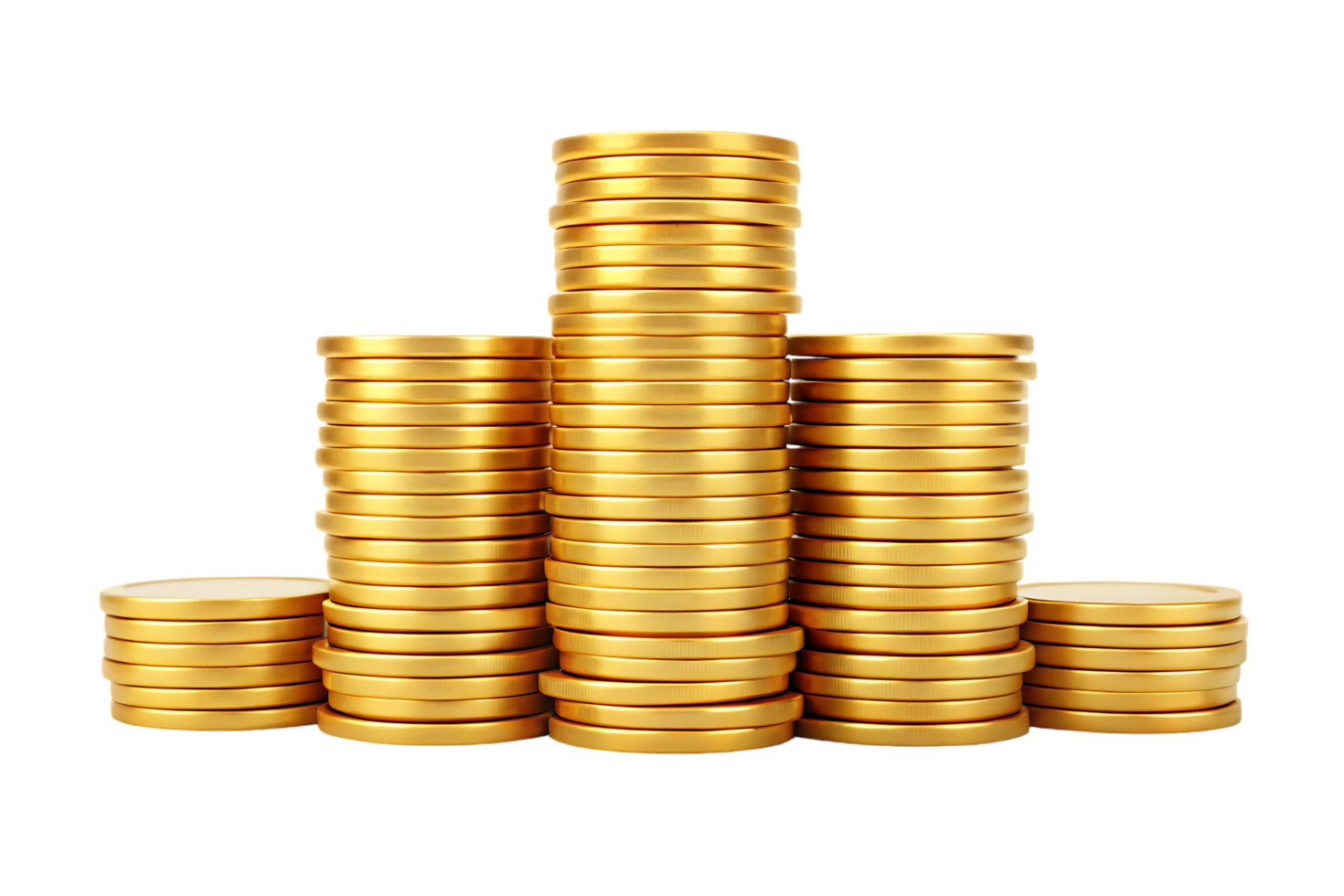Stacks of gold coins, wealth, success, finance. png