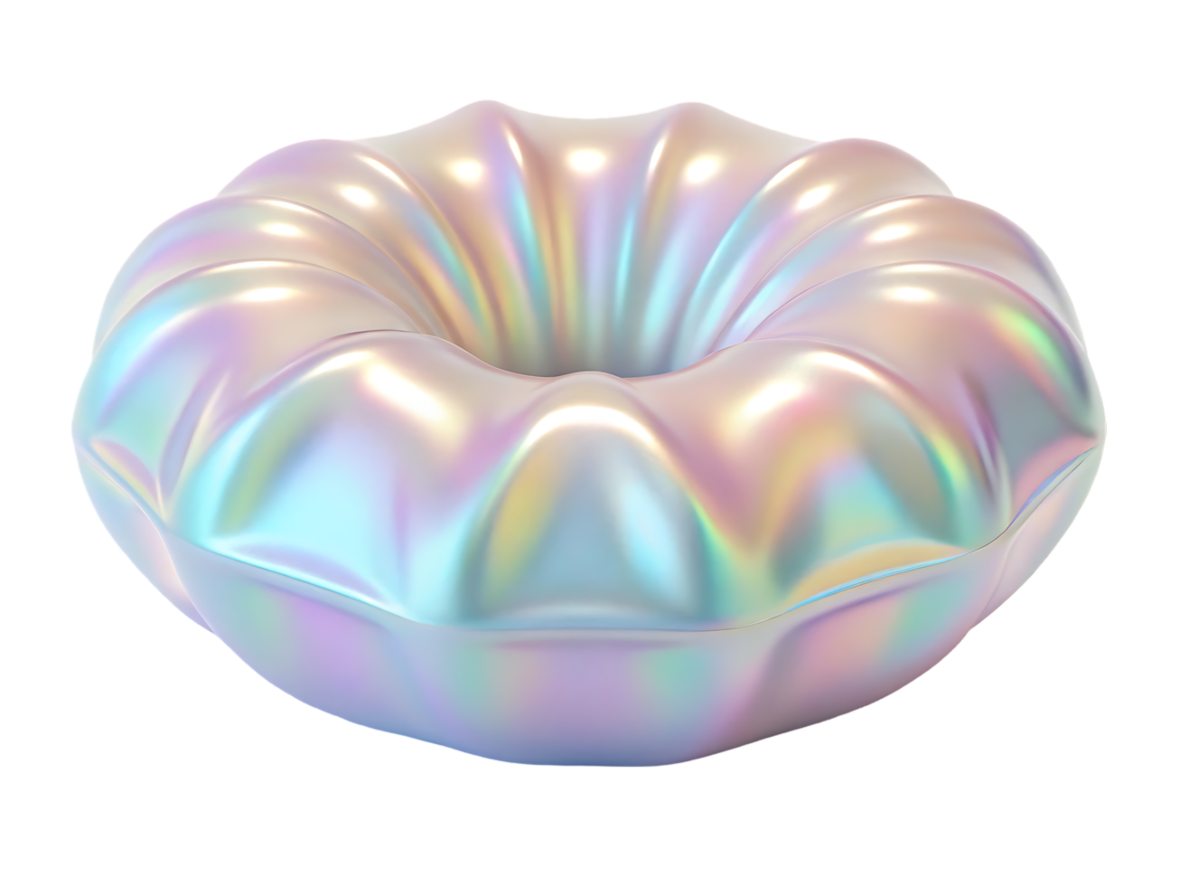 Iridescent donut shaped 3D render. png