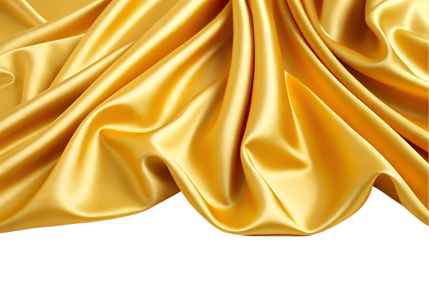 Luxurious golden silk fabric with elegant folds and drapes. png