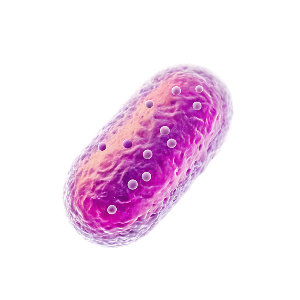 Microscopic view of a single bacterium cell. png