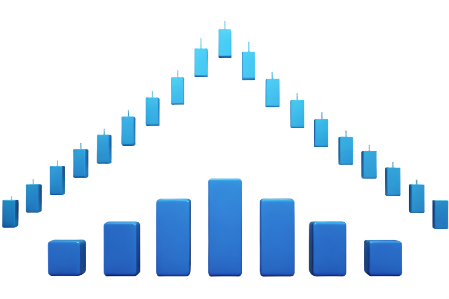Abstract blue bar chart graphic design png