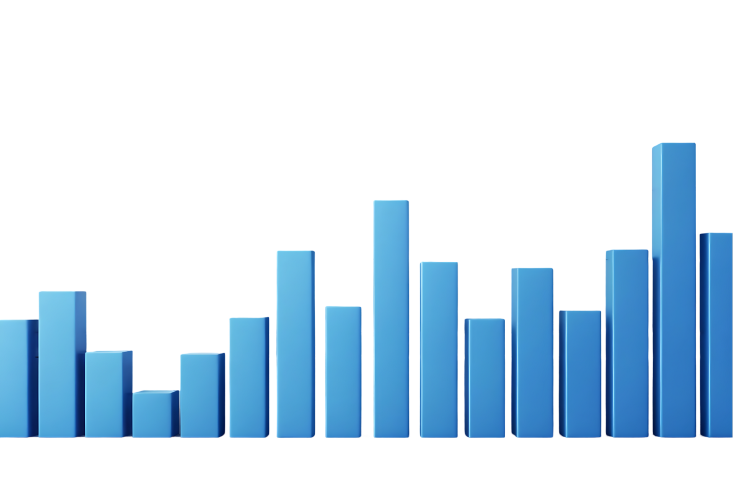 Abstract blue bar graph, data visualization chart png