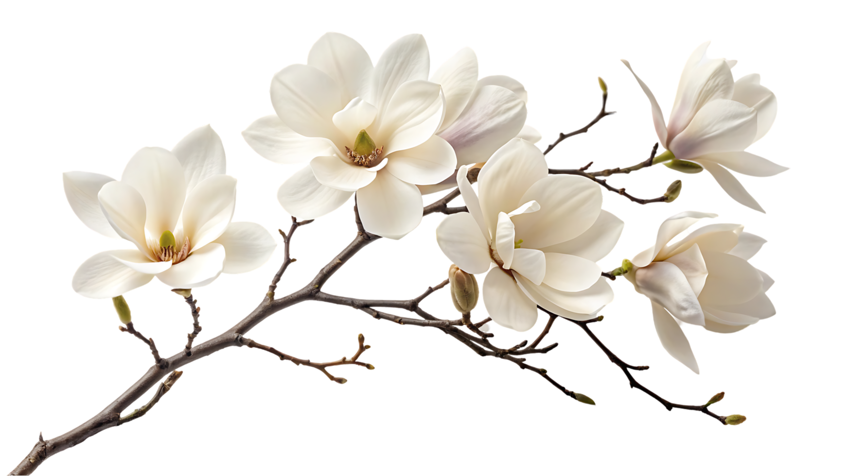 Elegant white magnolia blossoms on a dark background png