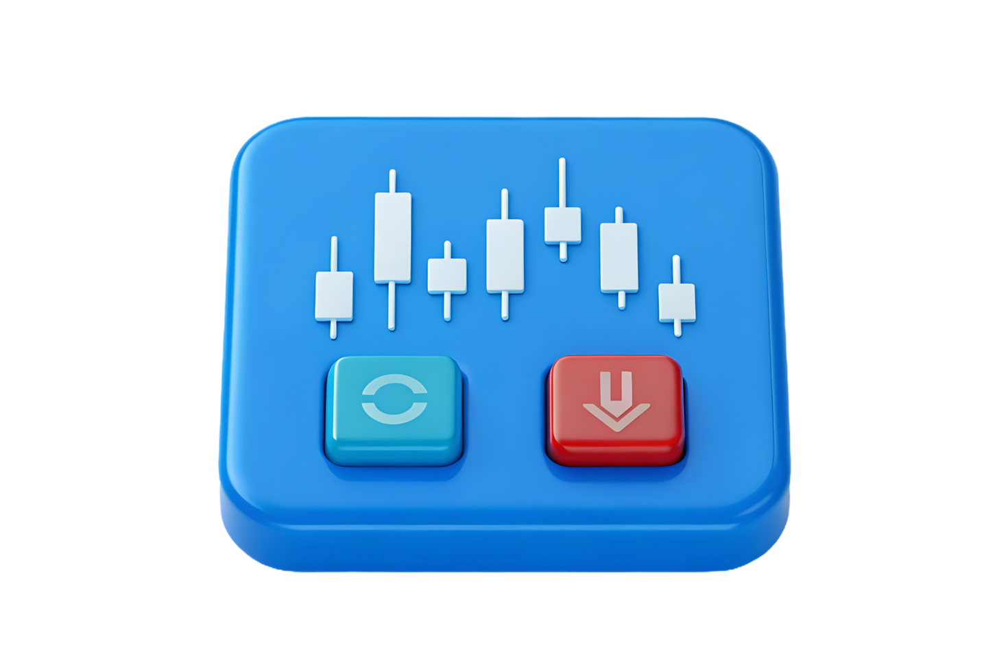 3D render of a blue app icon for stock trading. png