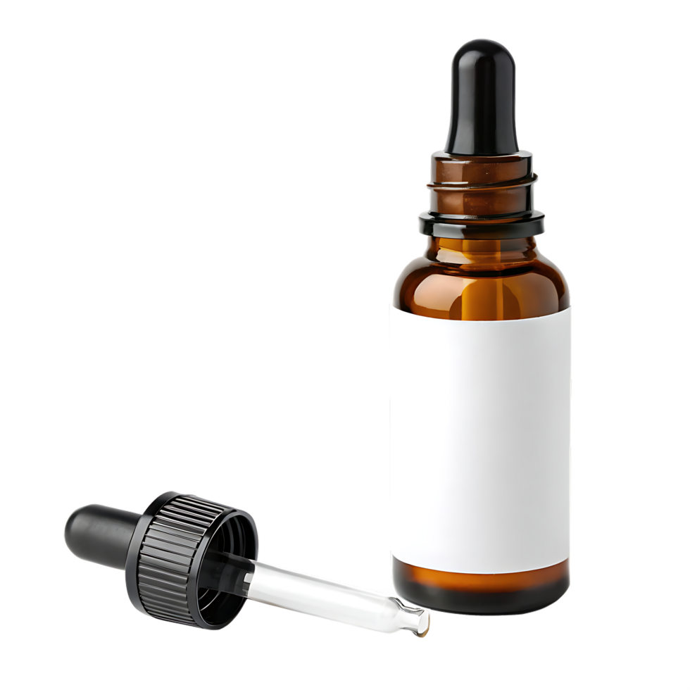 Essential oil bottle mockup with blank label. Perfect for branding and product design. png
