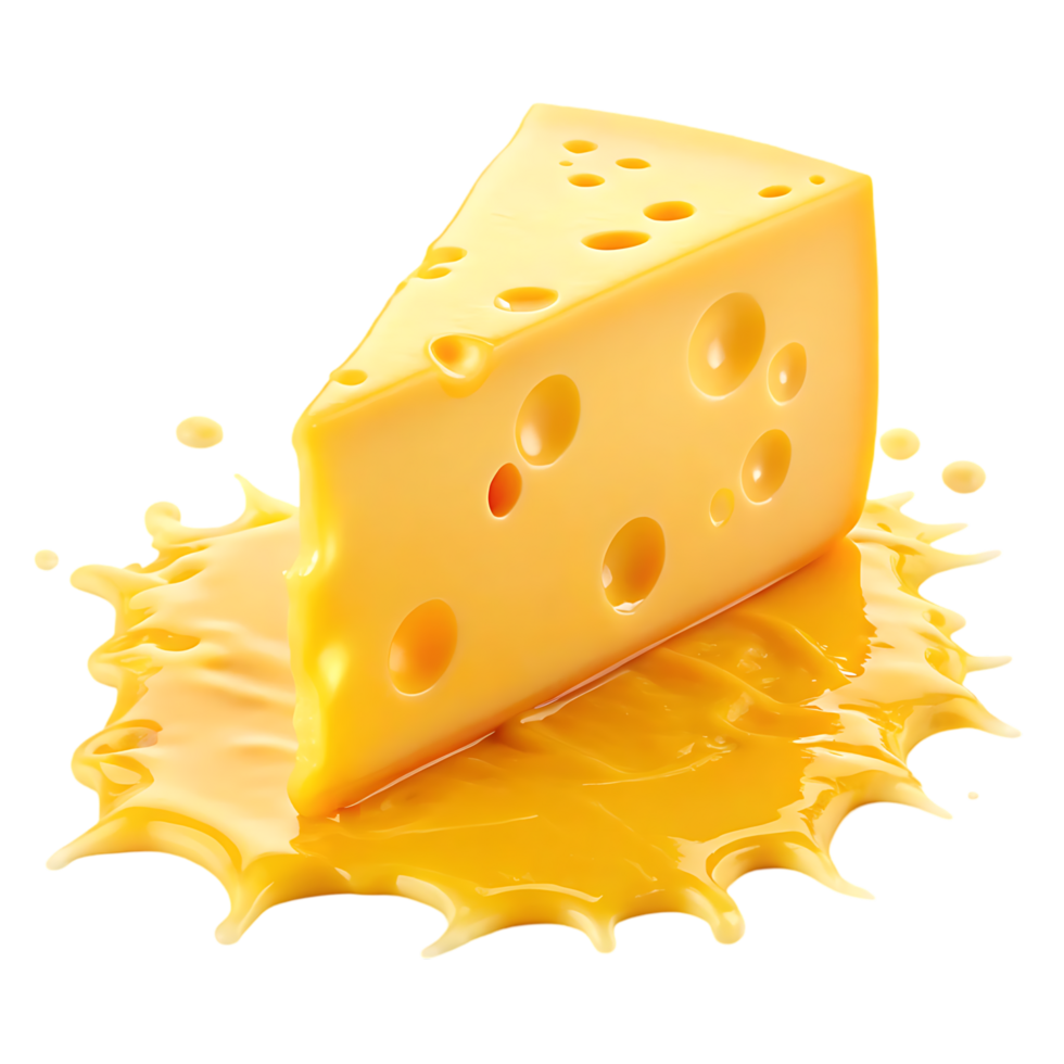 Melting cheese wedge with delicious sauce png