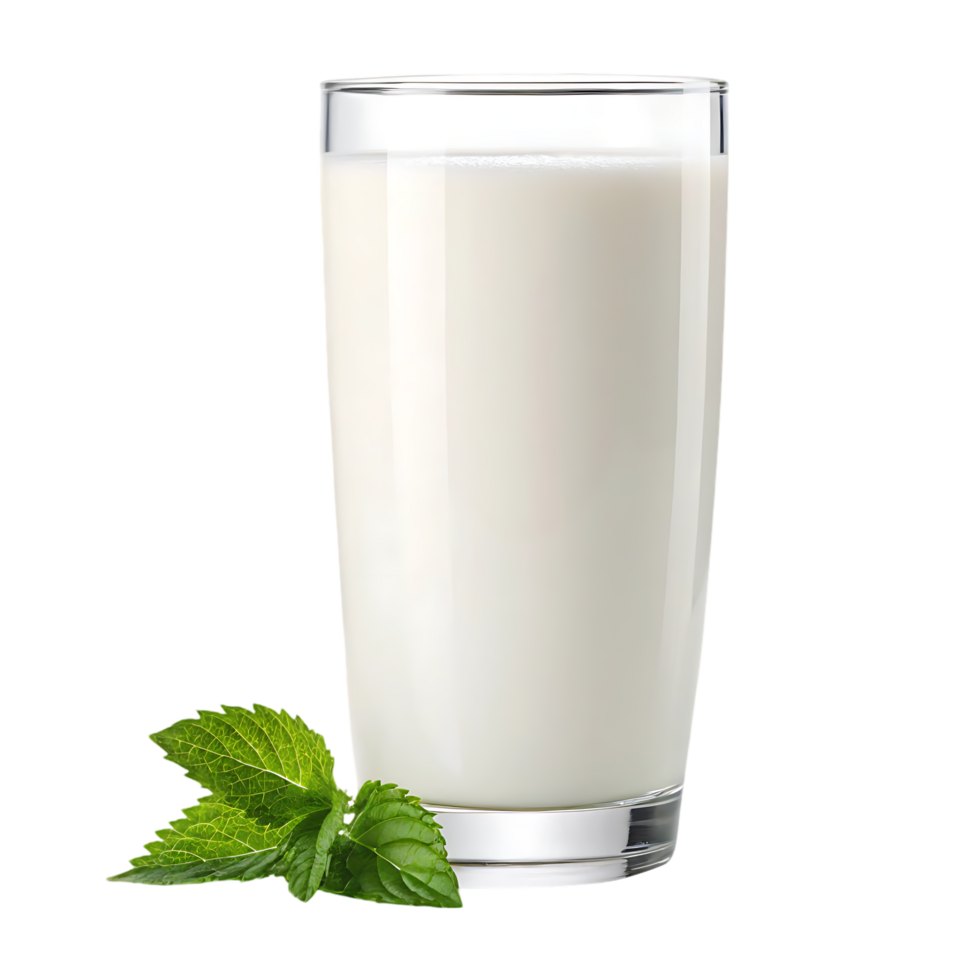 Refreshing glass of milk with mint leaves. png
