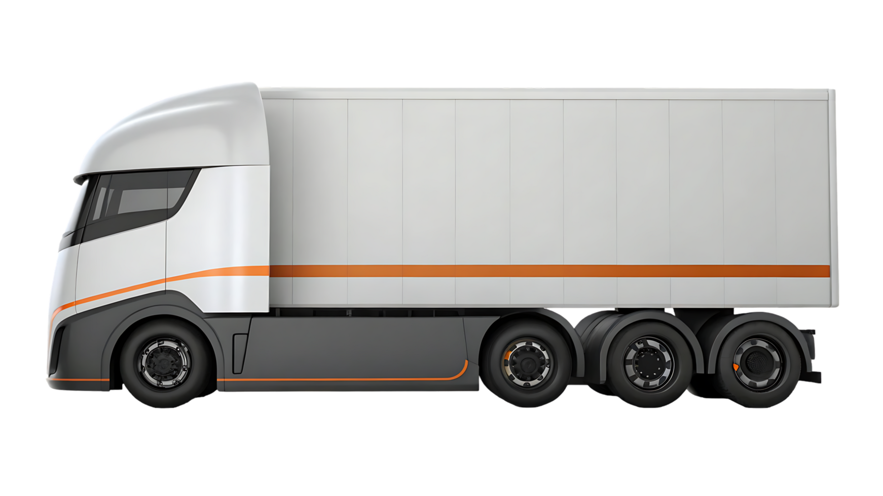 Side view of a modern electric semi truck. png