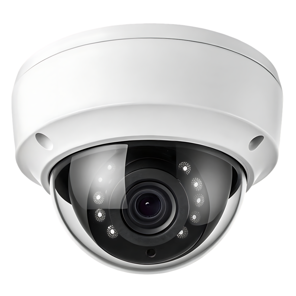White security camera dome, close up view. png