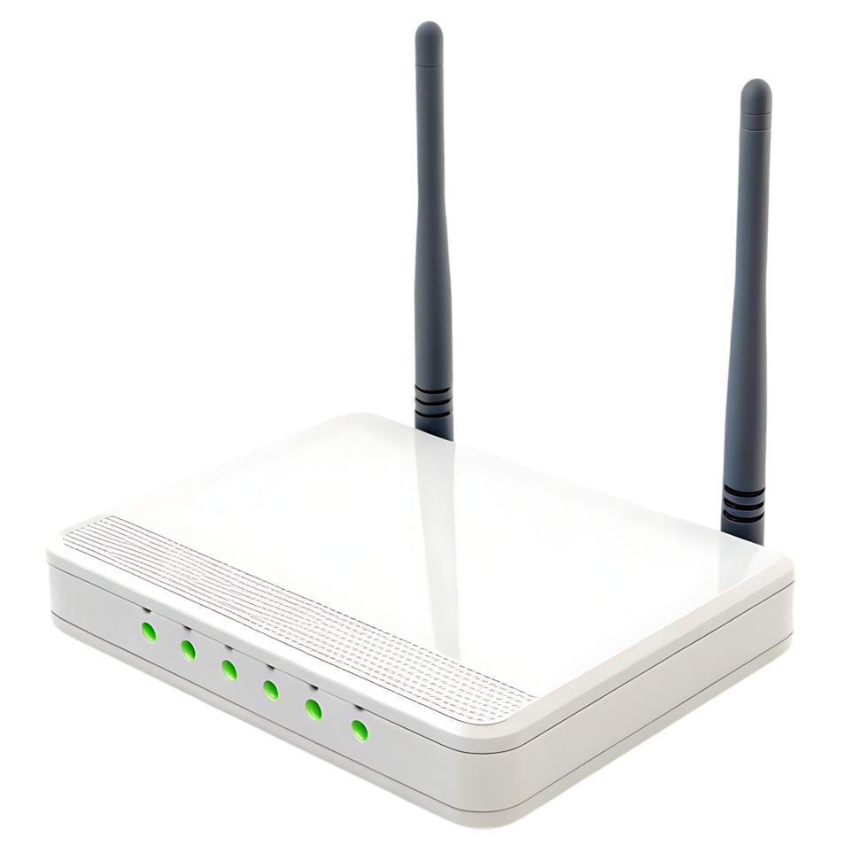 White wireless router with antennas. png