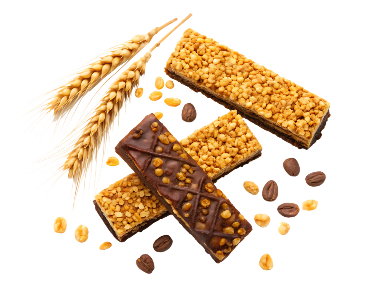 Granola bars with chocolate and nuts, wheat png