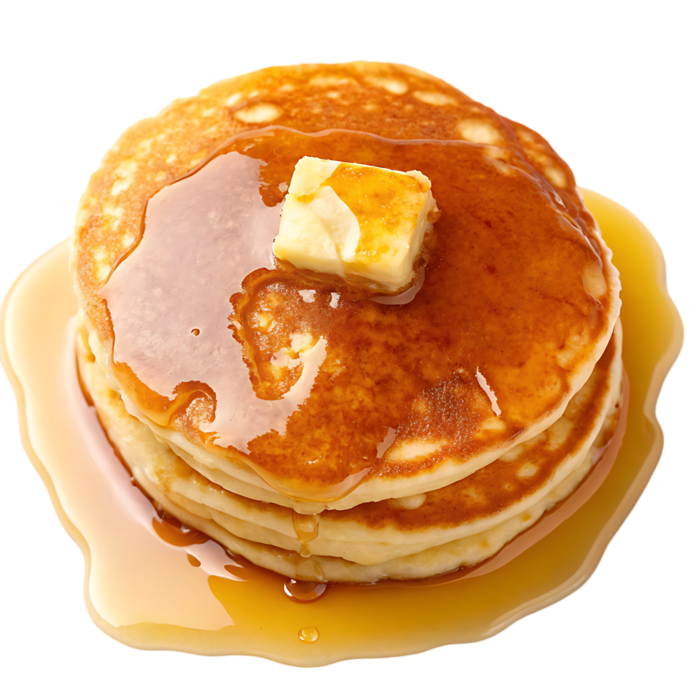 Delicious pancakes with butter and syrup png