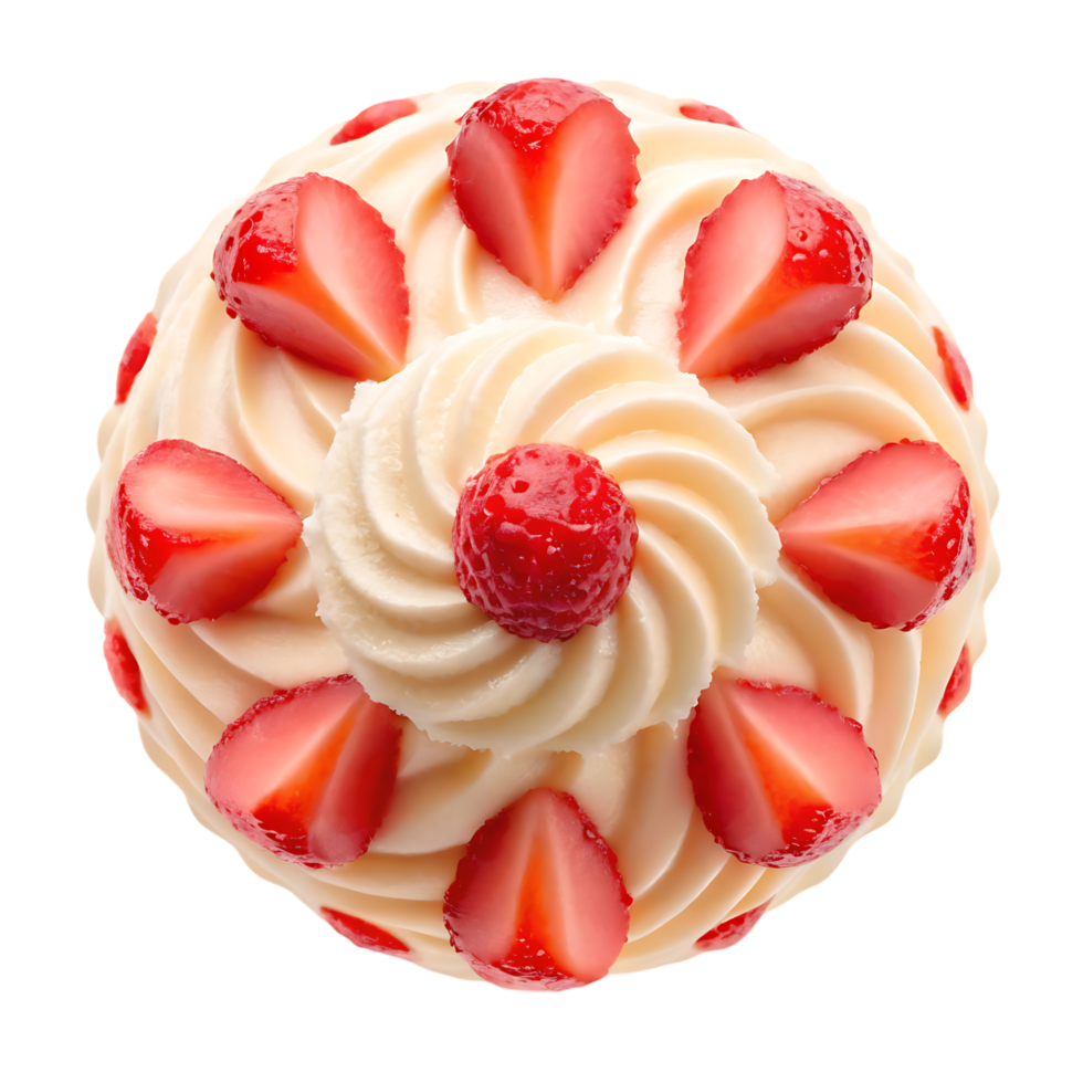 Delicious strawberry cake with whipped cream png