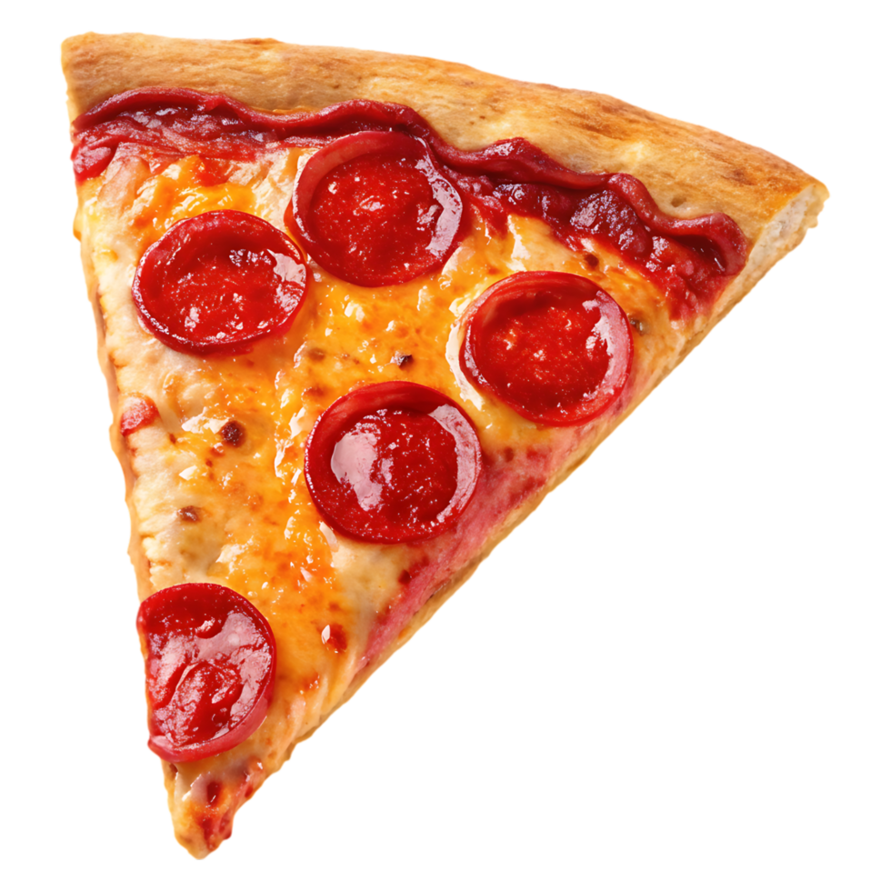 Delicious pepperoni pizza slice, isolated on white. png