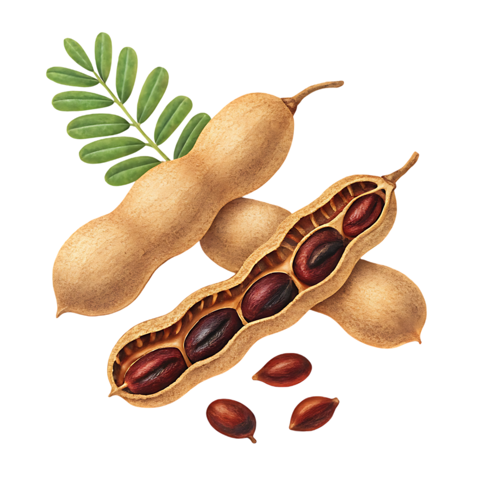 Tamarind fruit illustration, close up view. png