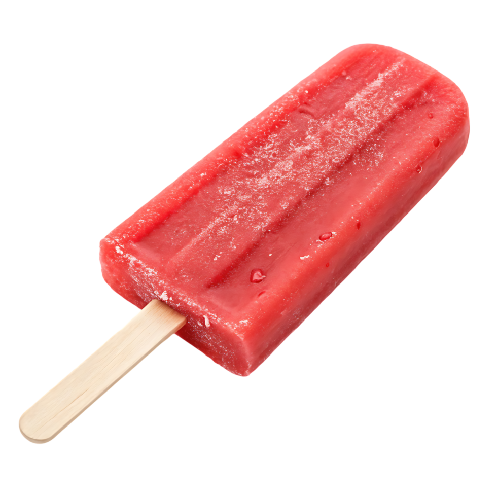Strawberry popsicle on a wooden stick png