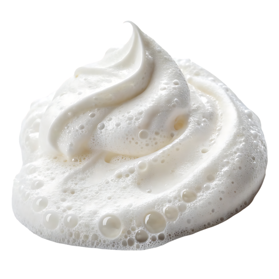 Close up of fluffy, white foam with air bubbles. png