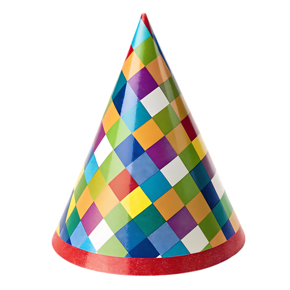 Colorful party hat isolated on black background png