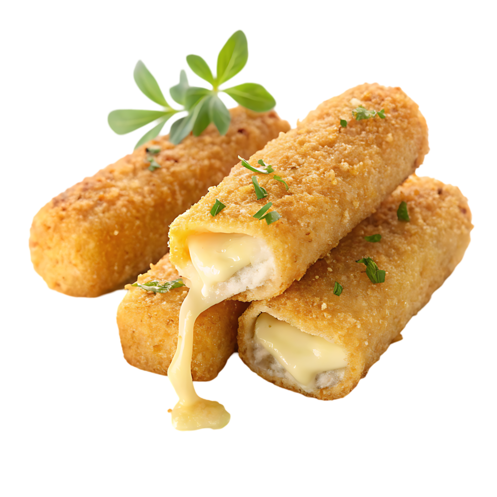 Crispy cheesy mozzarella sticks, delicious snack png