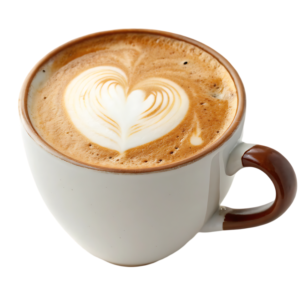 A cup of cappuccino with latte art. png