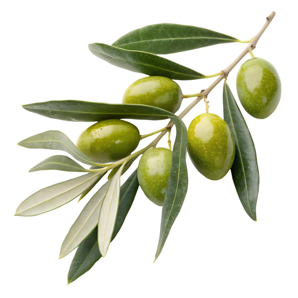 Branch of green olives with leaves png
