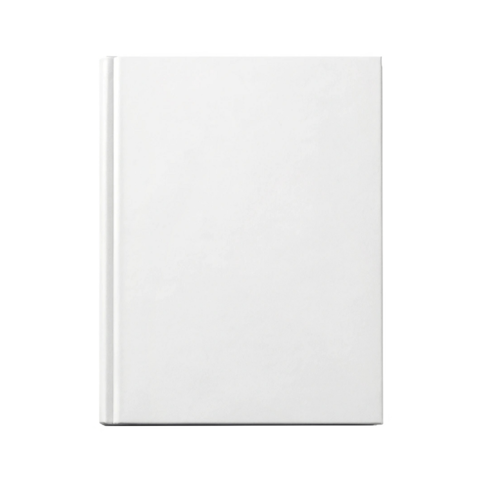 Blank white book cover mockup. png