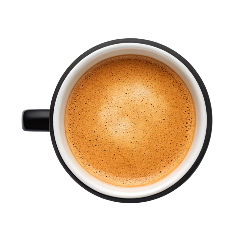 Top view of a cup of espresso coffee. png