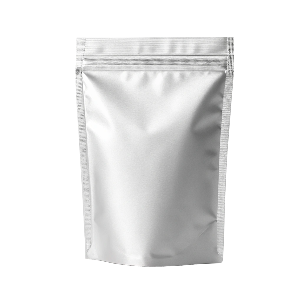 White stand up pouch mockup with zipper. Ideal for food, coffee, or cosmetic packaging design. png