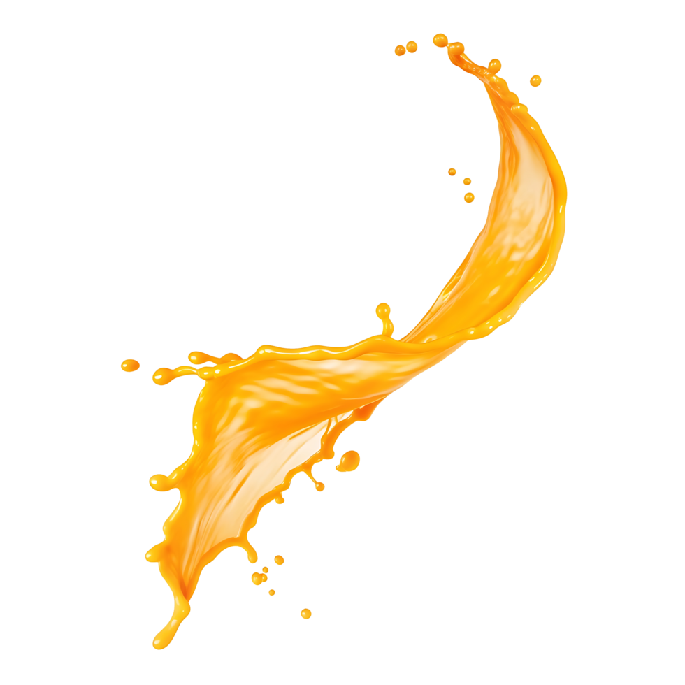 Orange juice splash on turquoise background png