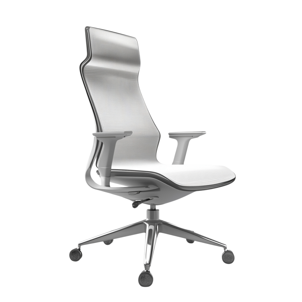 3D rendered office chair with modern ergonomic features and clean lines, Isolated on transparent Background png