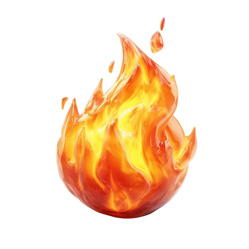 Stunning 3D Fire Emoji with Bright Glowing Red and Orange Flames Isolated on a Transparent Background png