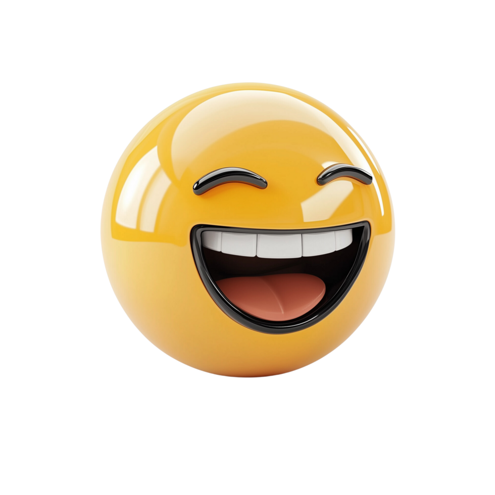 3D Emoji Featuring a Laughing Face with Closed Eyes and Open Mouth on Transparent Background png