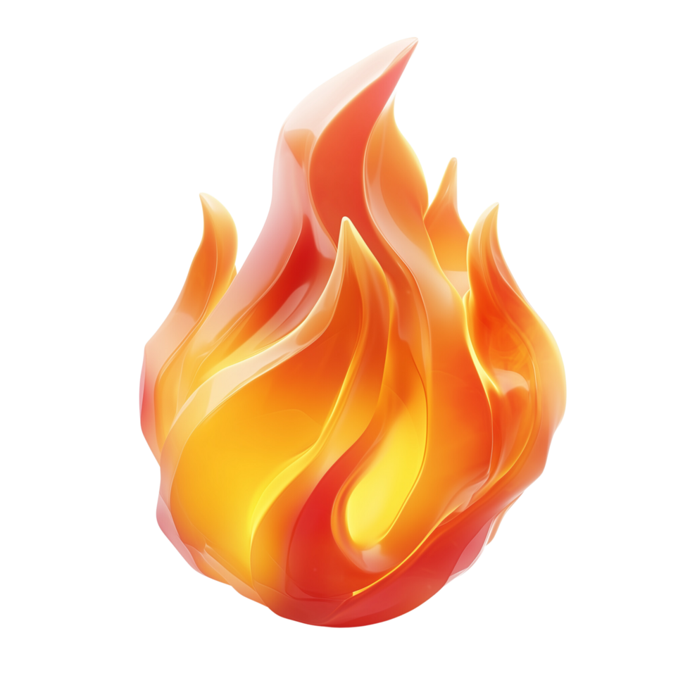 Bright 3D Fire Emoji with Intense Red and Orange Flames Isolated on a Clear Transparent Background png