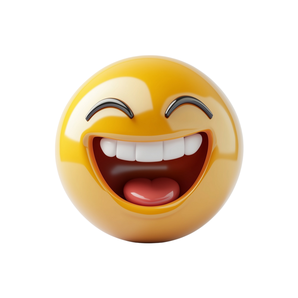 Fun and Playful 3D Emoji of a Laughing Face with Closed Eyes and Open Mouth Isolated png