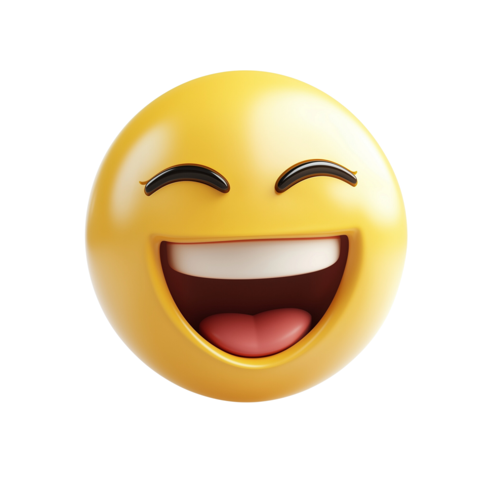 3D Laughing Face Emoji with Closed Eyes and Open Mouth on Transparent Background png