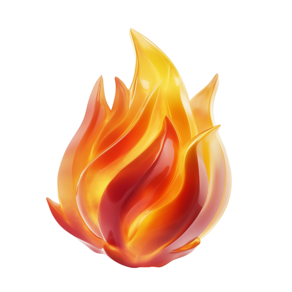 Vibrant 3D Fire Emoji with Glowing Red and Orange Flames Isolated on a Transparent Background png