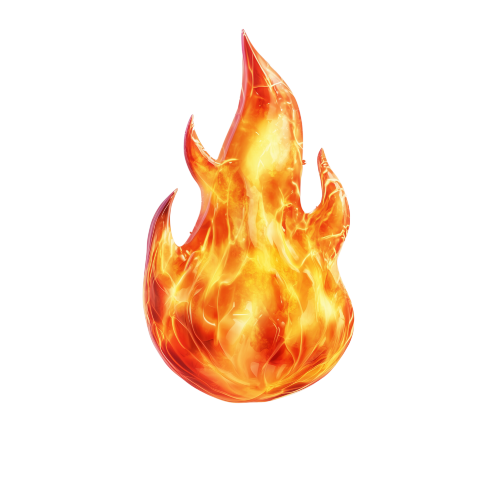 3D Fire Emoji Burning Brightly with Glowing Orange and Red Tones Isolated on Transparent Background png