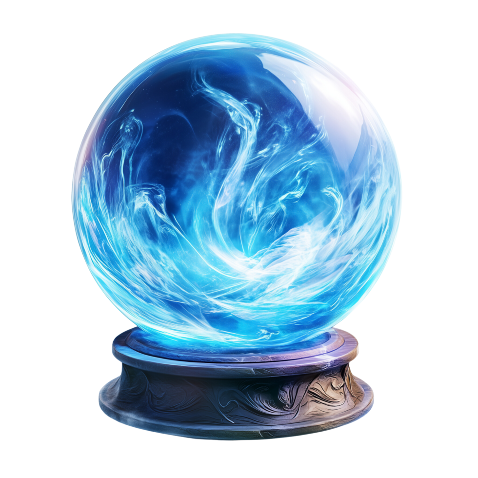 Isolated 3D Magical Crystal Ball with Mystical Swirling Energy on Transparent Background png