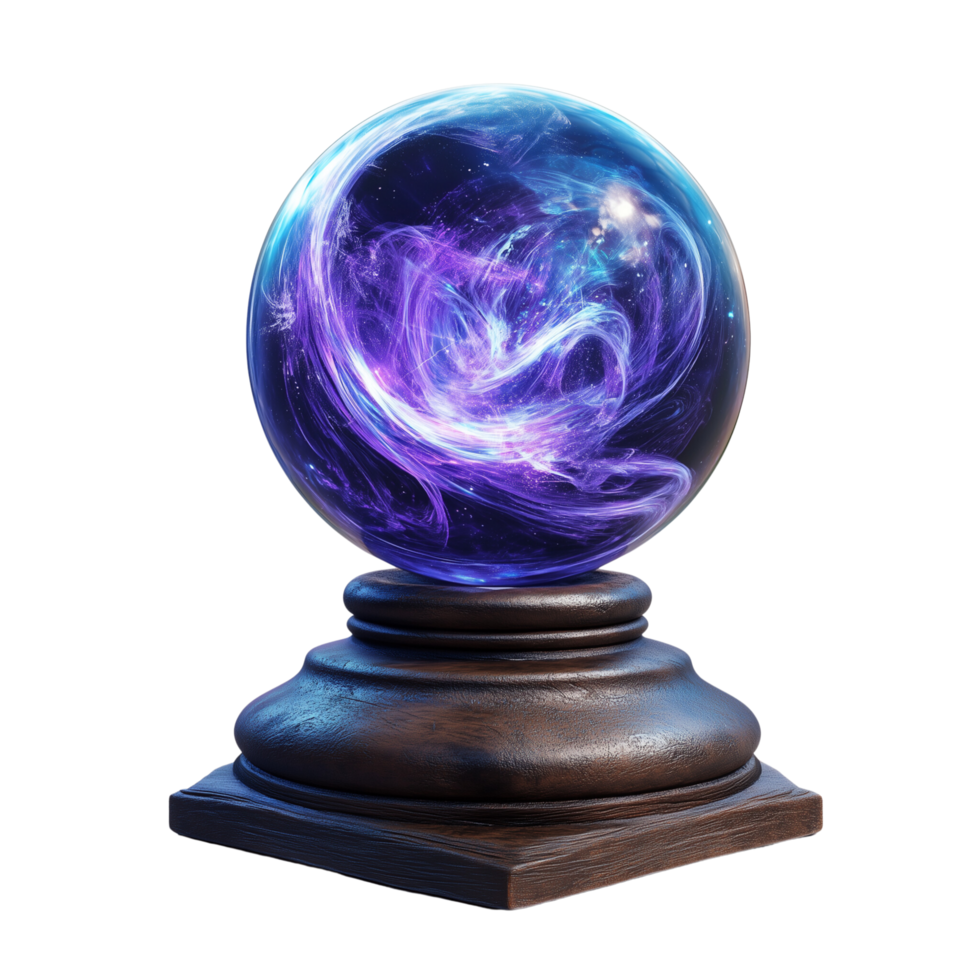 Mystical Energy in a 3D Crystal Ball Icon Isolated on a Transparent Background png