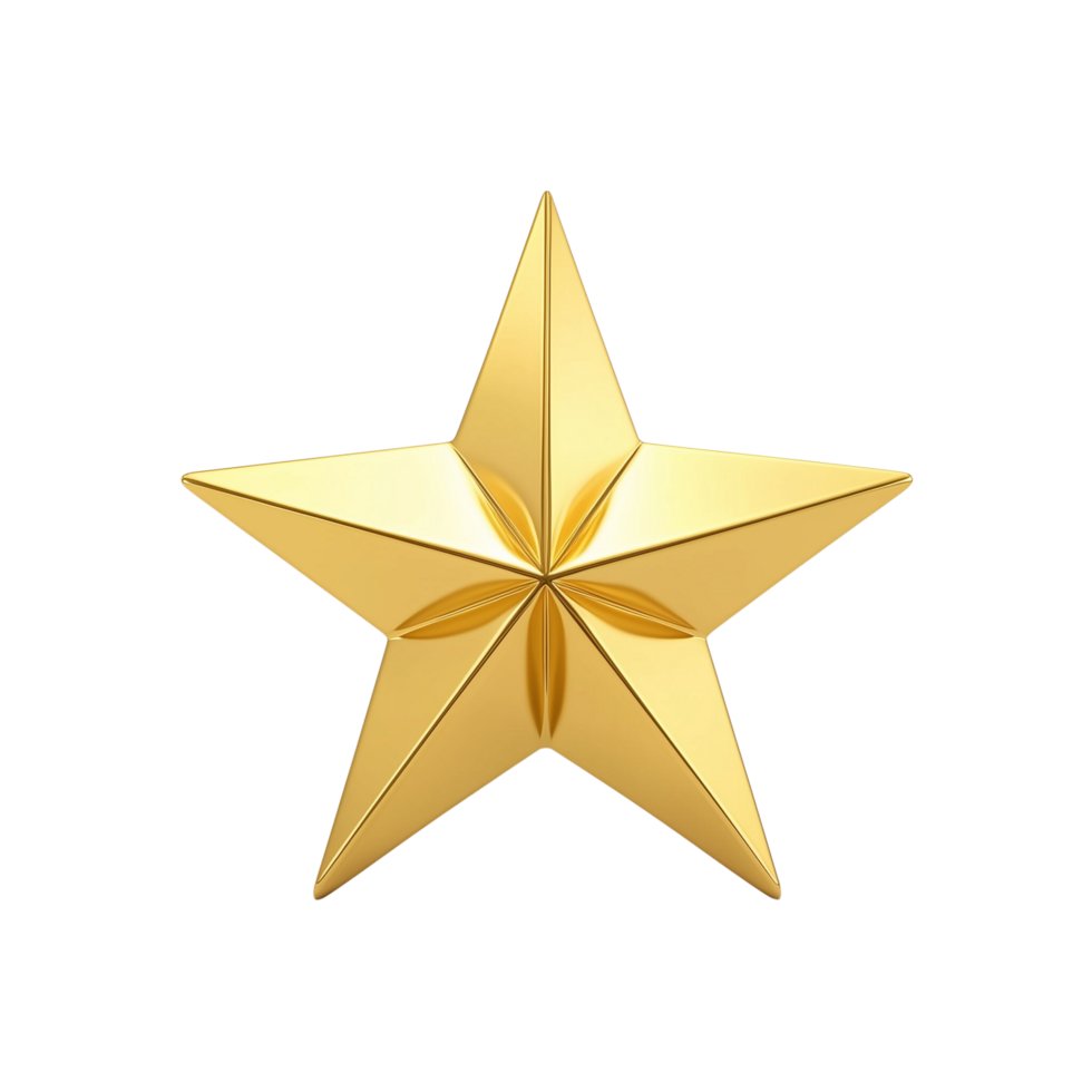 Shiny 3D Golden Yellow Star Emoji with Sharp Points, Isolated on Transparent Background png