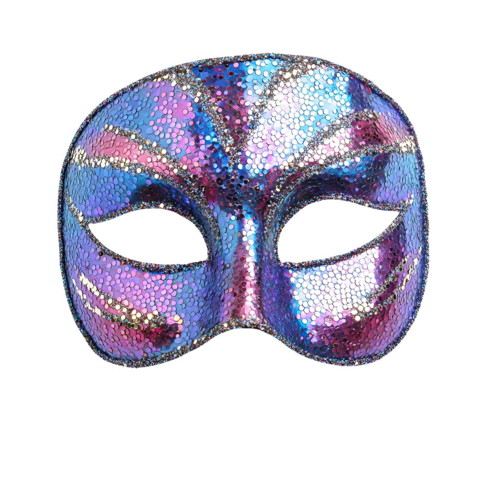 Carnival face mask with sequins and sparkling 3D design, isolated on transparent Background png