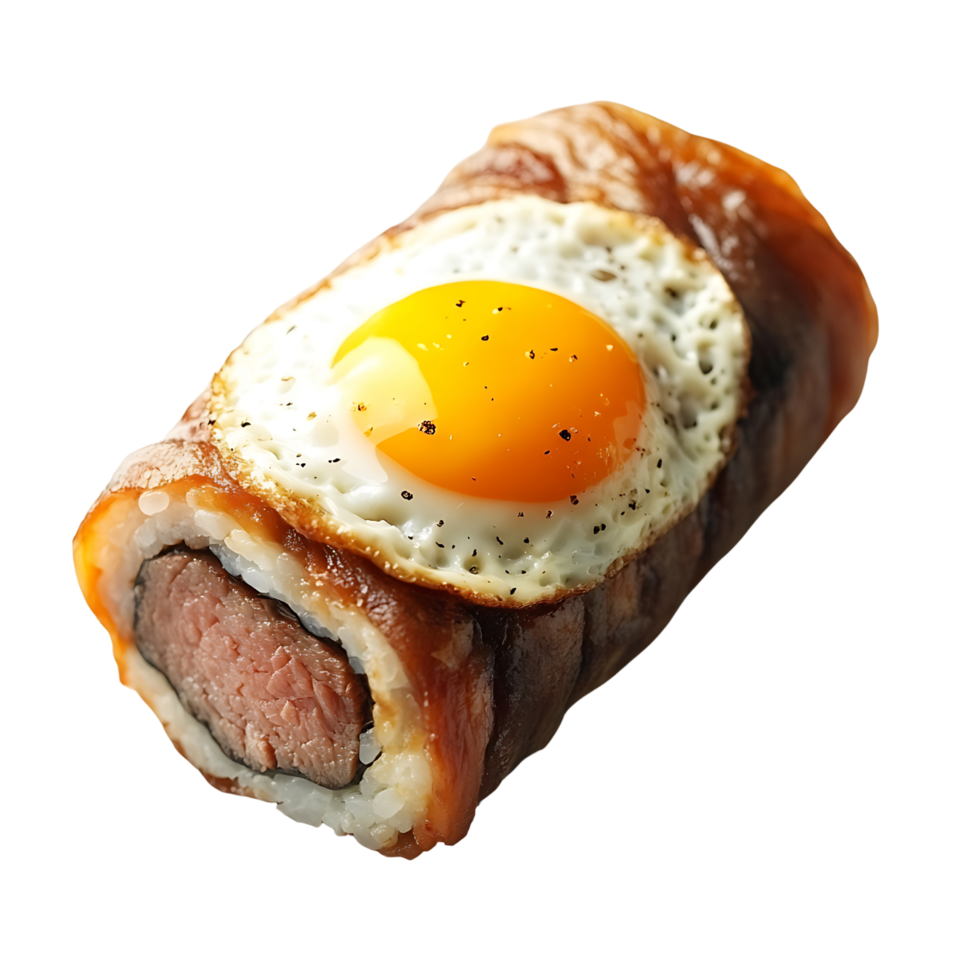 Gourmet Meat Roll with Golden Egg Topping Isolated on Transparent Background png