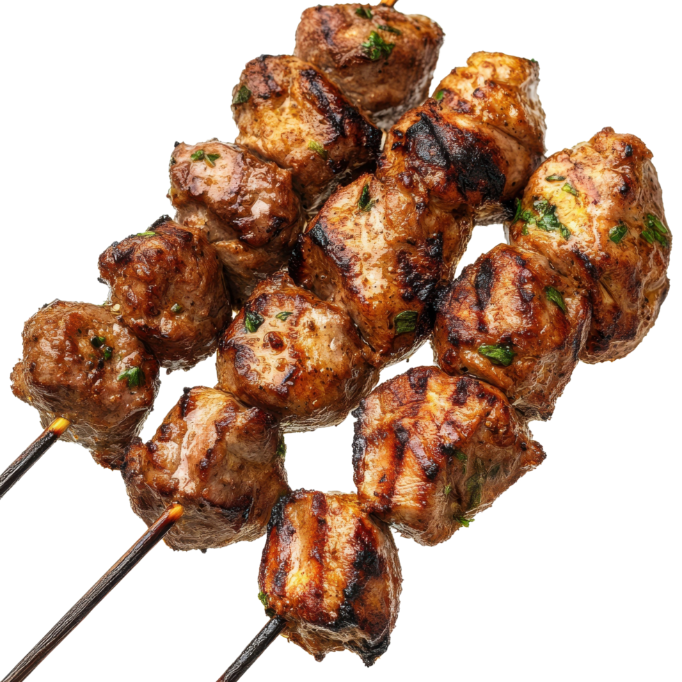 Smoky Russian Shashlik BBQ Skewers, Isolated on Transparent Background png