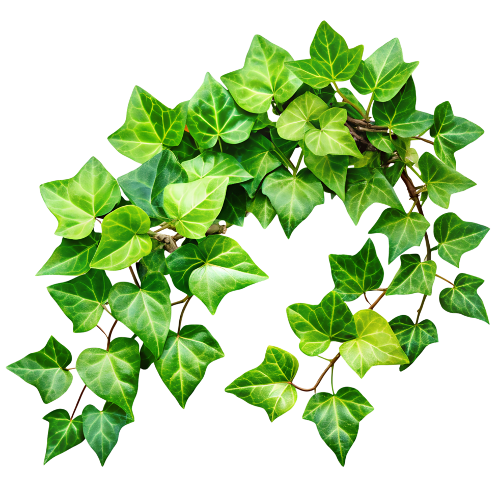 Elegant Twined Ivy Leaves on White, Isolated on Transparent Background png