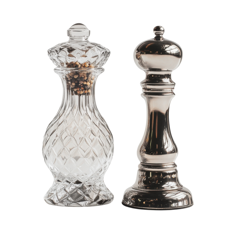 Modern Glass Salt and Pepper Shaker Set Isolated on Transparent Background png