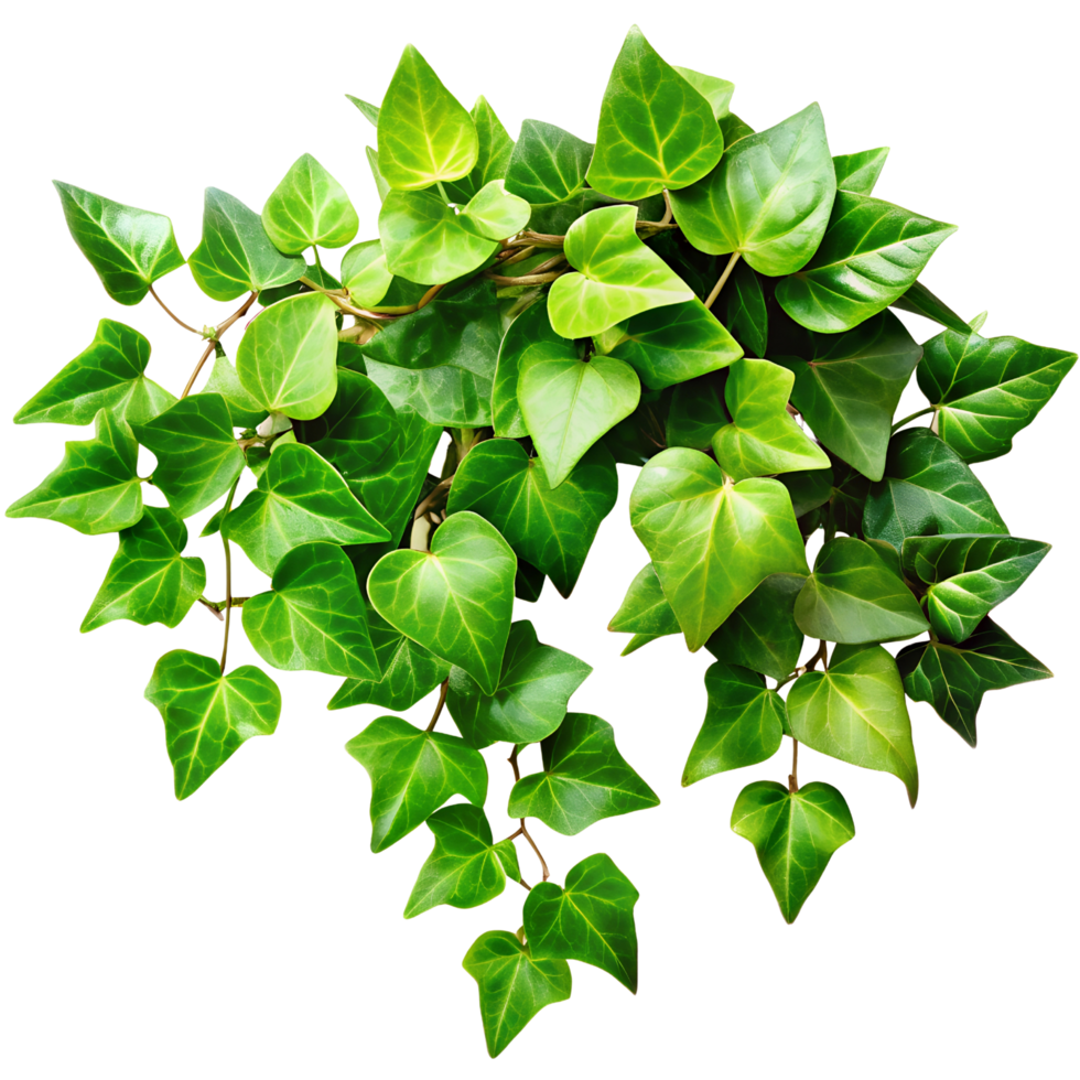 Lush Green Ivy Leaves Twined Together, Isolated on Transparent Background png