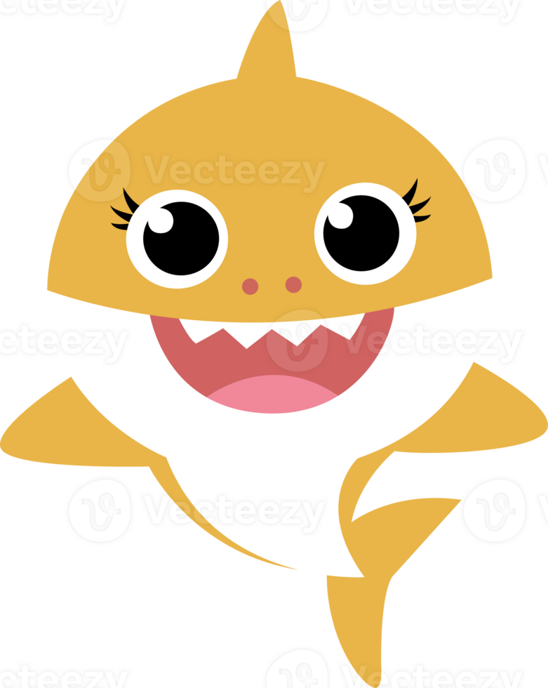 A cartoon shark with big eyes and a smile png